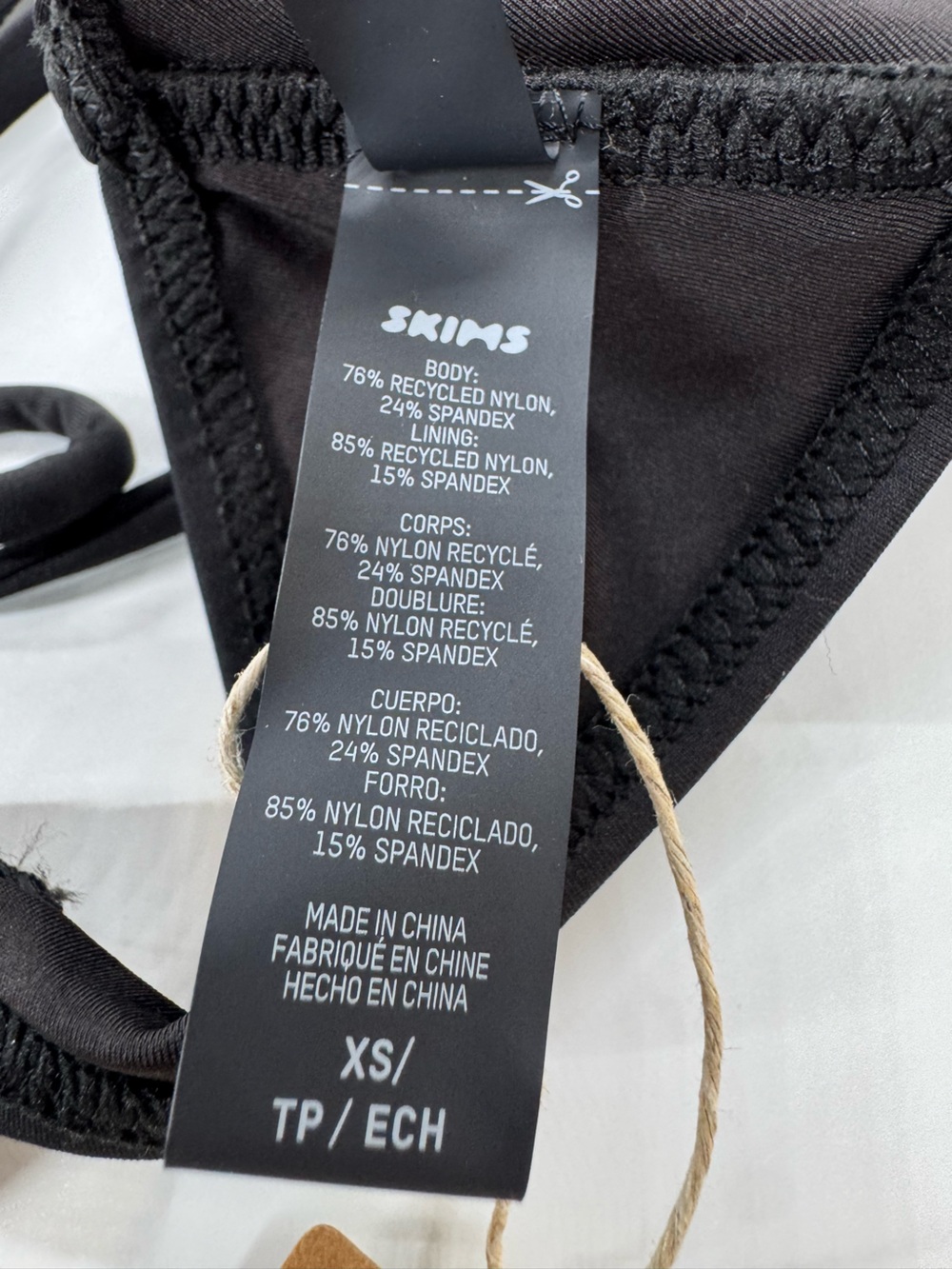 SKIMS Recycled Swim Micro Scoop Bikini Top Onyx XS NWT - Picture 7 of 8
